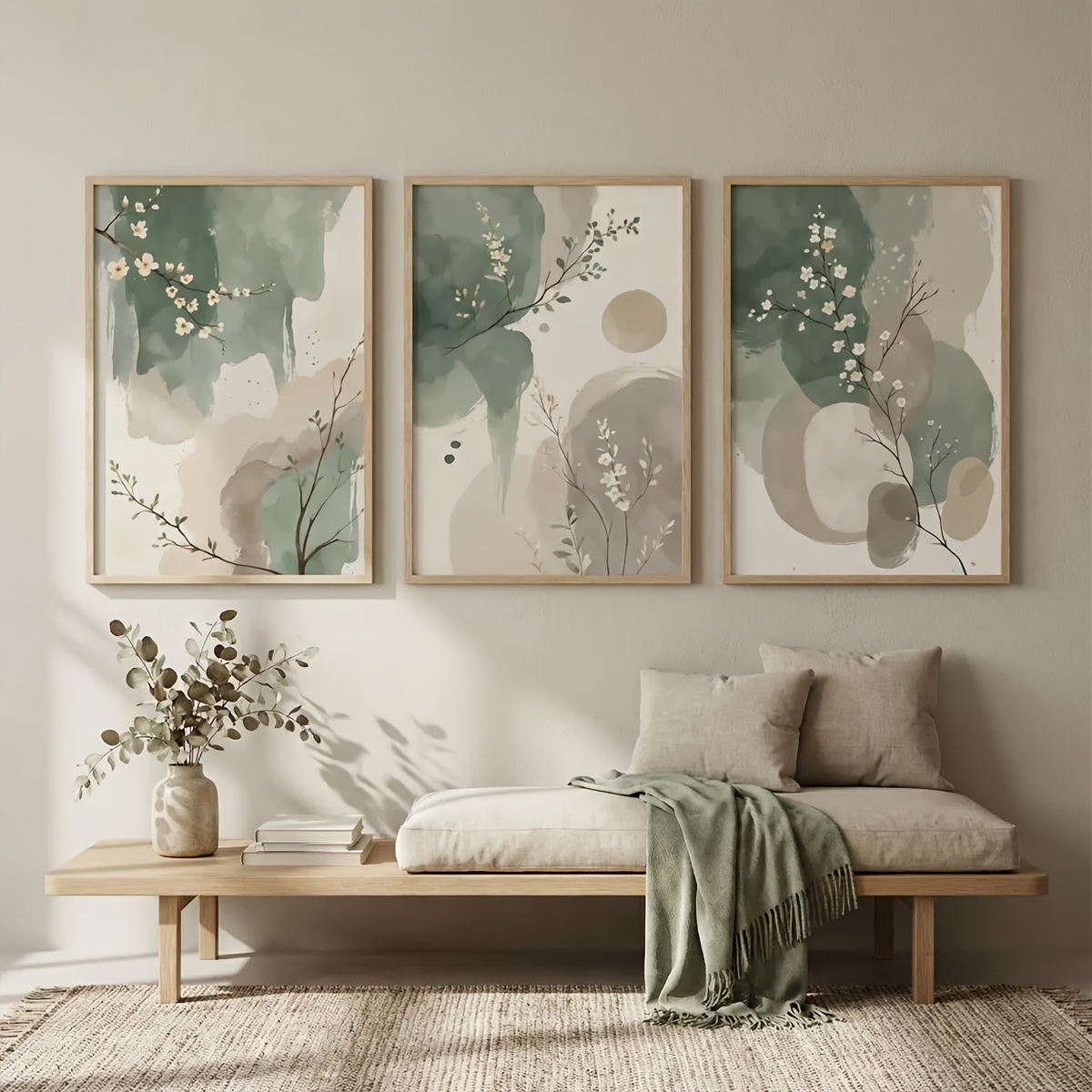 Home Decor Youtube - 3pcs Japanese-Style Plant Canvas Wall Art