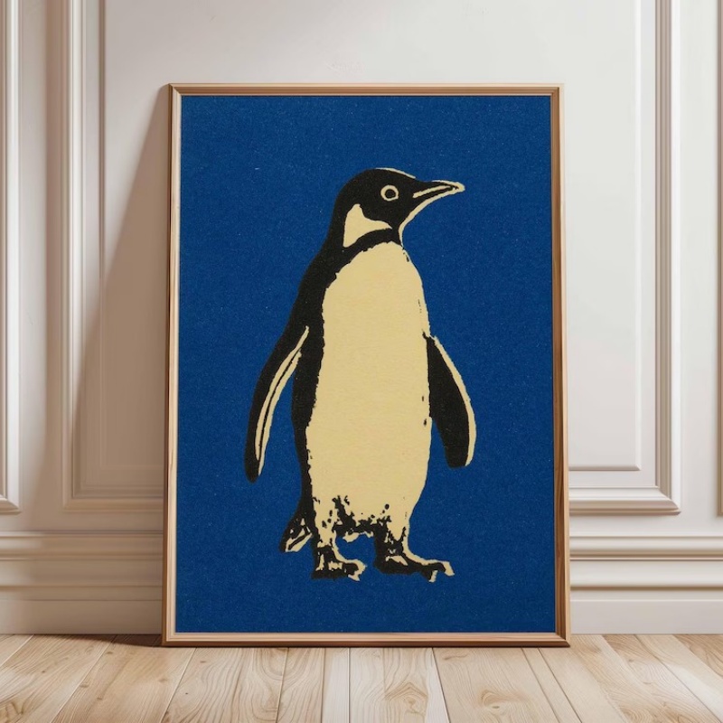 Home Decor Design Ideas - Penguin Pop Art Print Minimal Animal