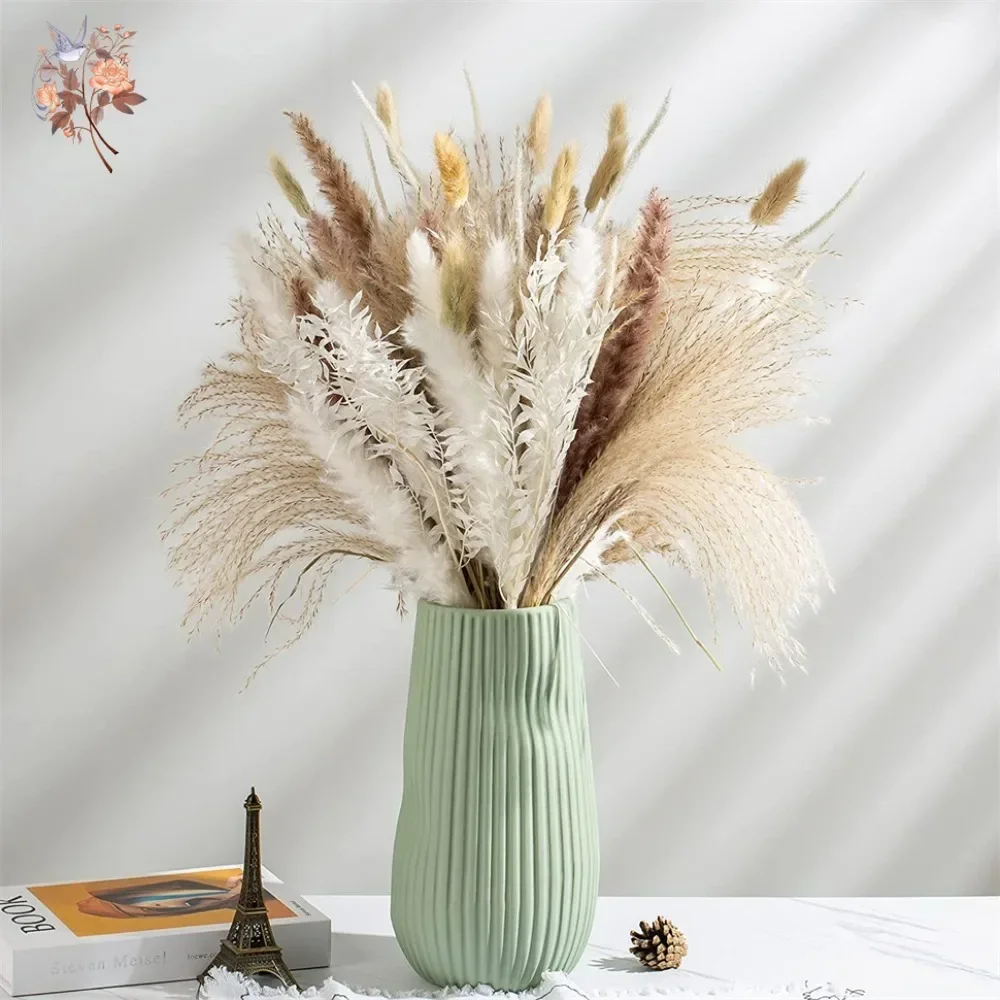 Pampas Grass Decor - 88pcs Natural Fluffy Dried Pampas Grass
