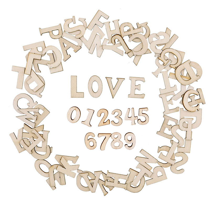 Wooden Letter Sign - 100pcs Wood English Alphabet Decorative Letters