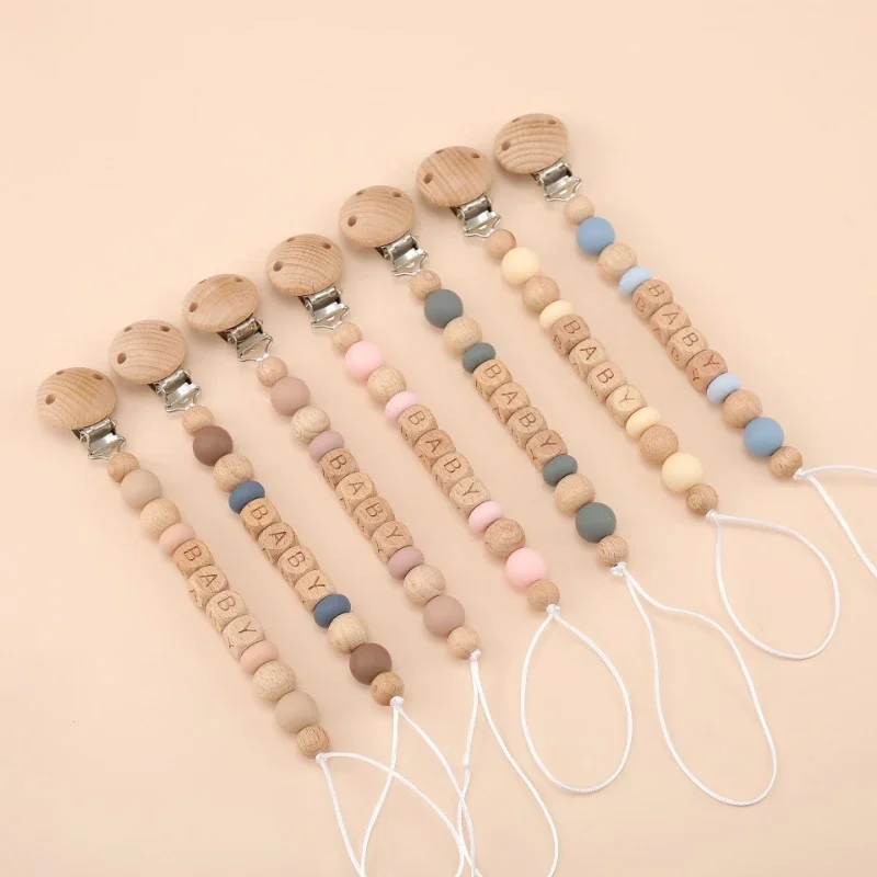 Wooden Letter Sign - Baby Pacifier Clips Personalized Name Teethers