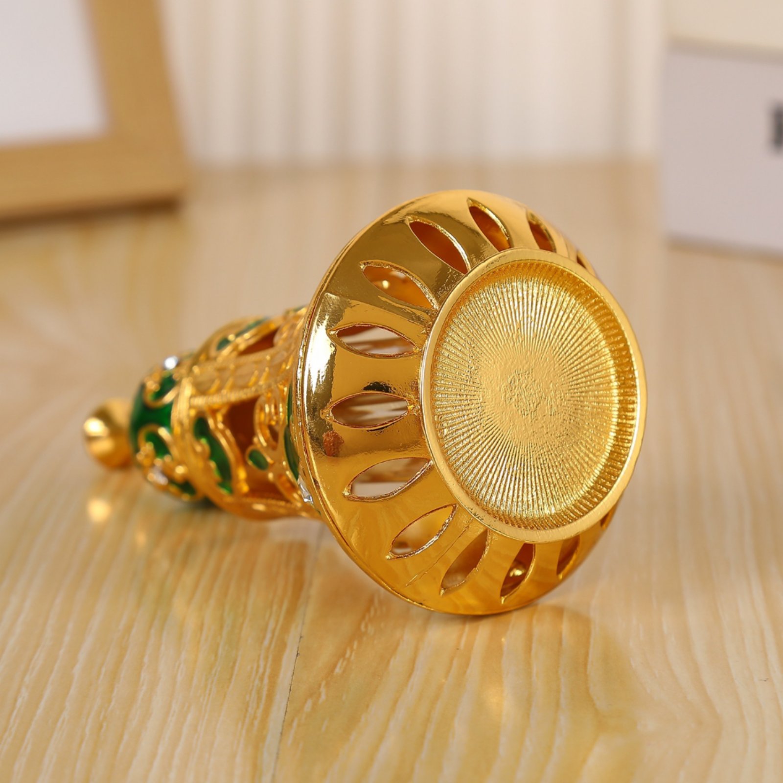 Home Decor Glass - Ornate Perfume Bottle Faceted Bell-Shaped Glass