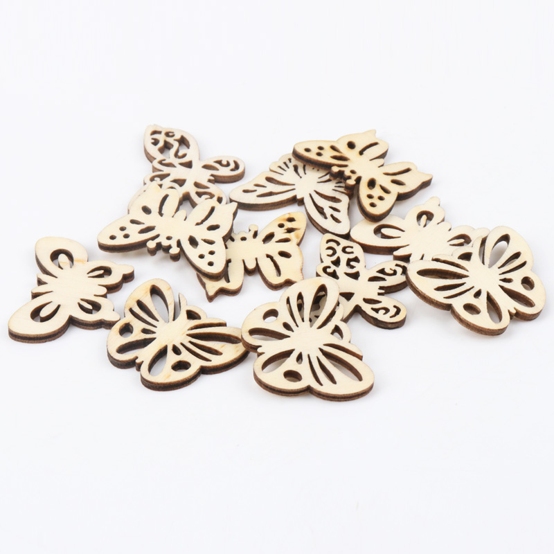 Home Decor Scrap - Natual Butterfly Pattern Wooden Scrapbooking Art