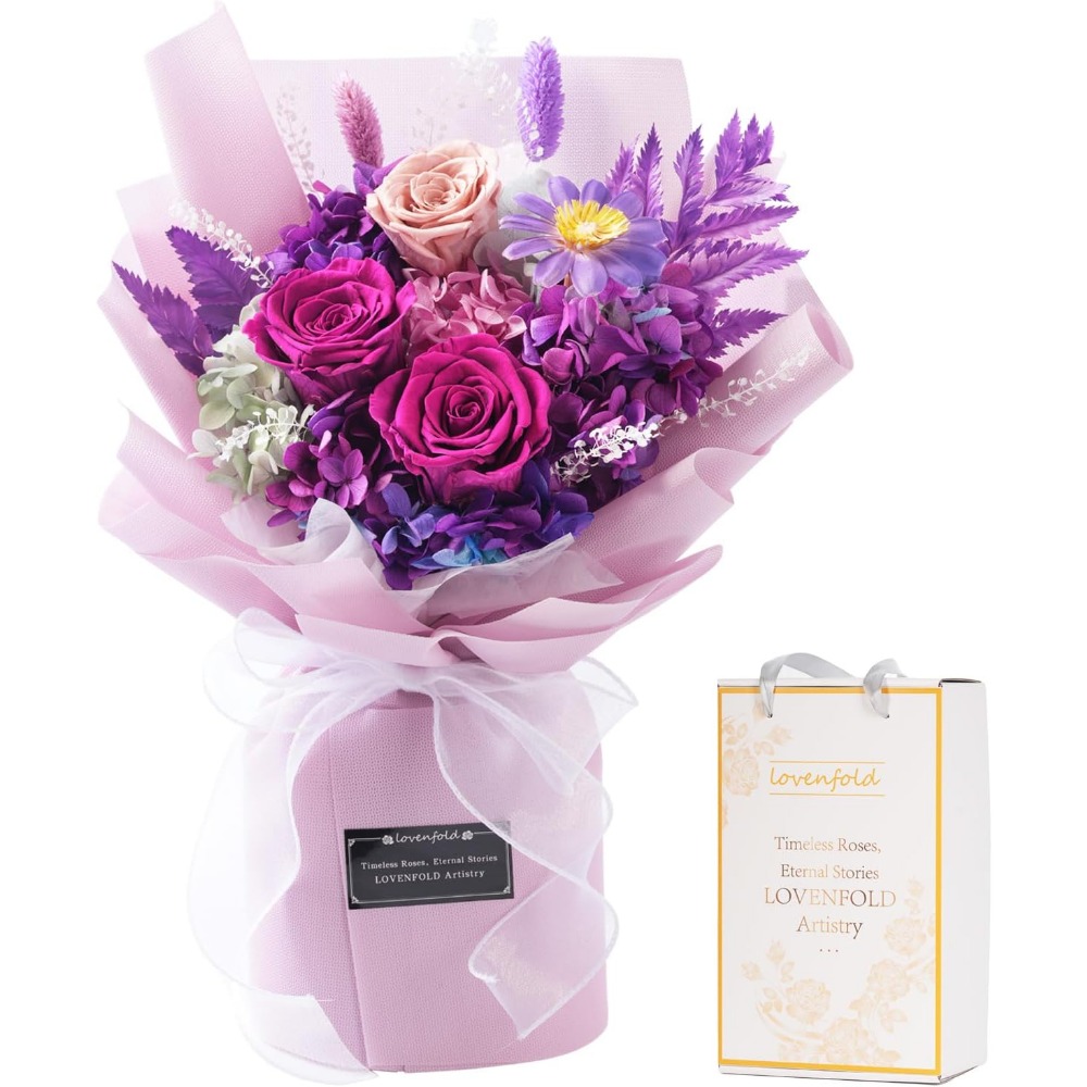 Home Decor Tulip - Preserved Purple Rose Bouquets: Lasting 1-3