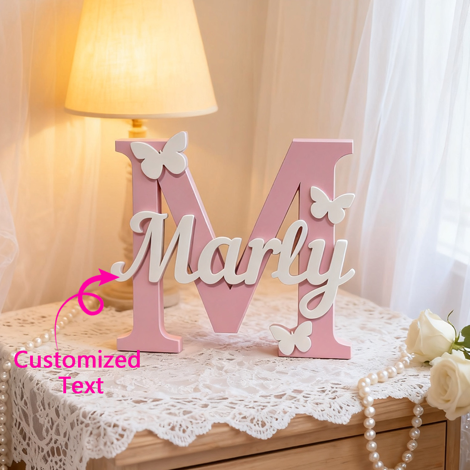 Wooden Letter Sign - 1pc Custom Initial Letter Wooden Name