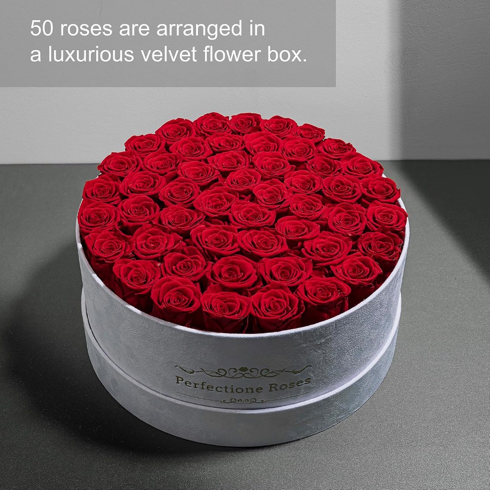 50 Velvet Box Roses, Preserved - Home Decor Tulip recension och pris