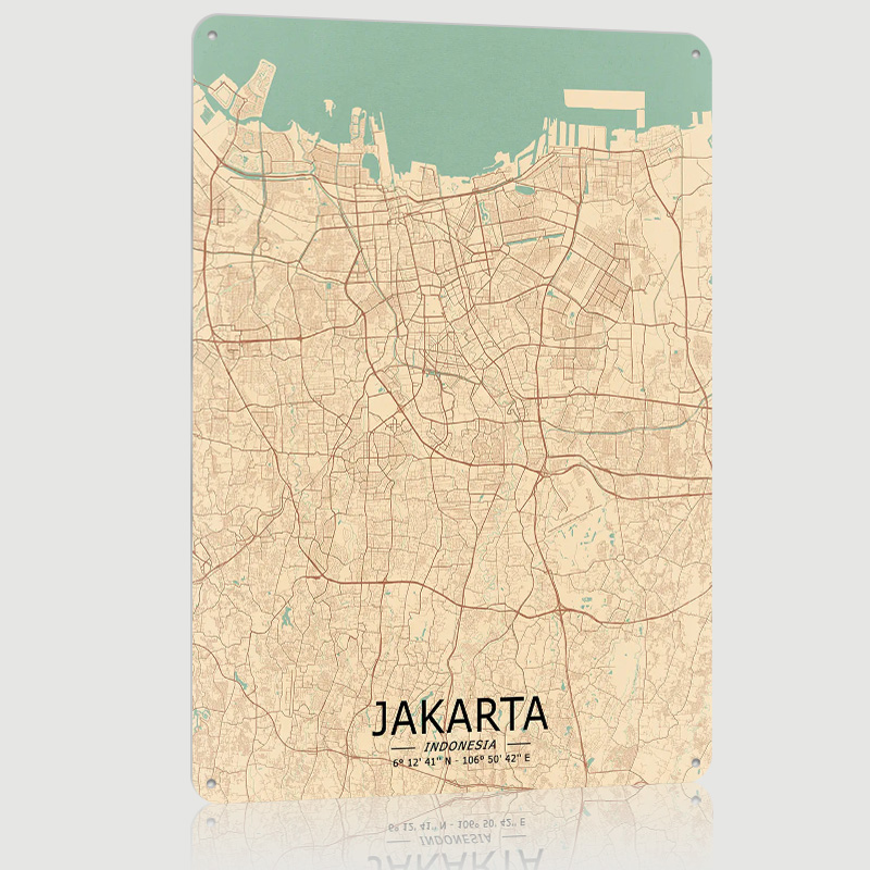 Jakarta Vintage Map Printed Po - Home Decor Jakarta recension och pris