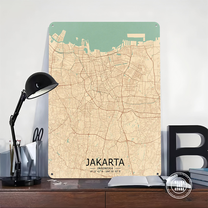 Jakarta Vintage Map Printed Po - Home Decor Jakarta recension och pris