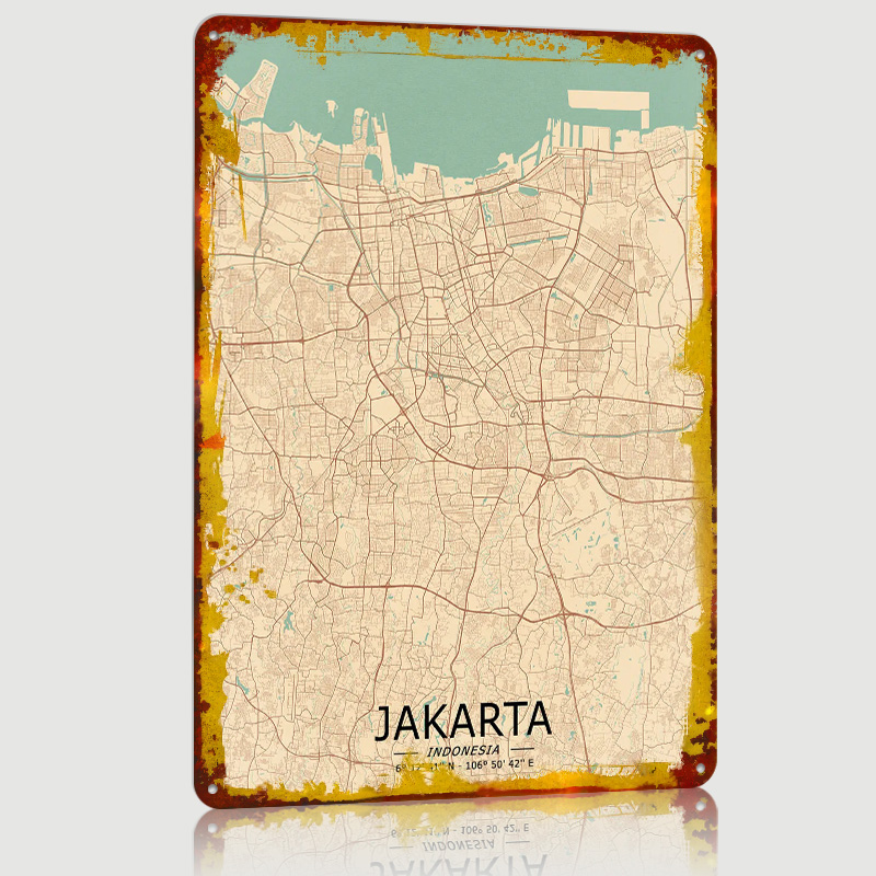 Jakarta Vintage Map Printed Po - Home Decor Jakarta recension och pris