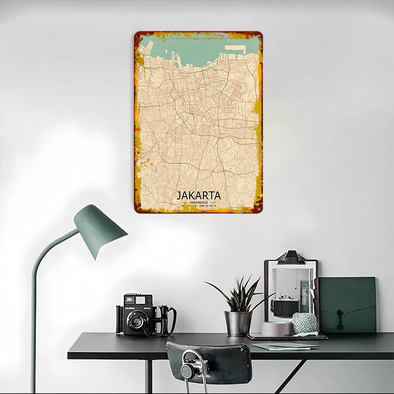 Jakarta Vintage Map Printed Po - Home Decor Jakarta recension och pris