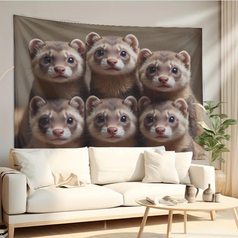 Cute Ferret Group Tapestry Wal - Home Decor Design Ideas recension och pris