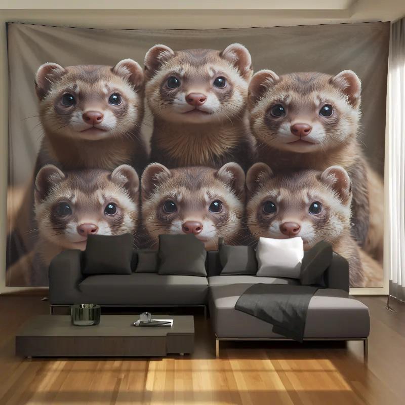 Cute Ferret Group Tapestry Wal - Home Decor Design Ideas recension och pris