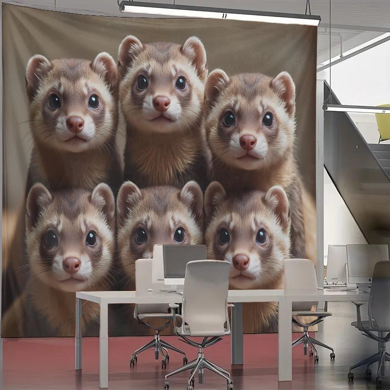 Cute Ferret Group Tapestry Wal - Home Decor Design Ideas recension och pris