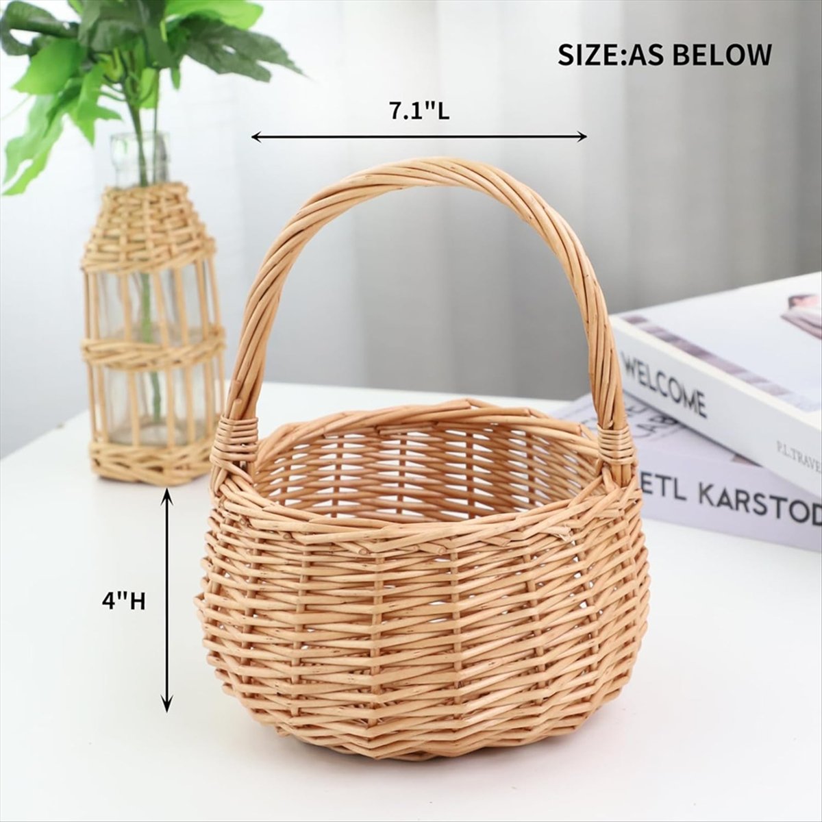 Wicker Picnic Basket with Hand - Home Decor Garden recension och pris