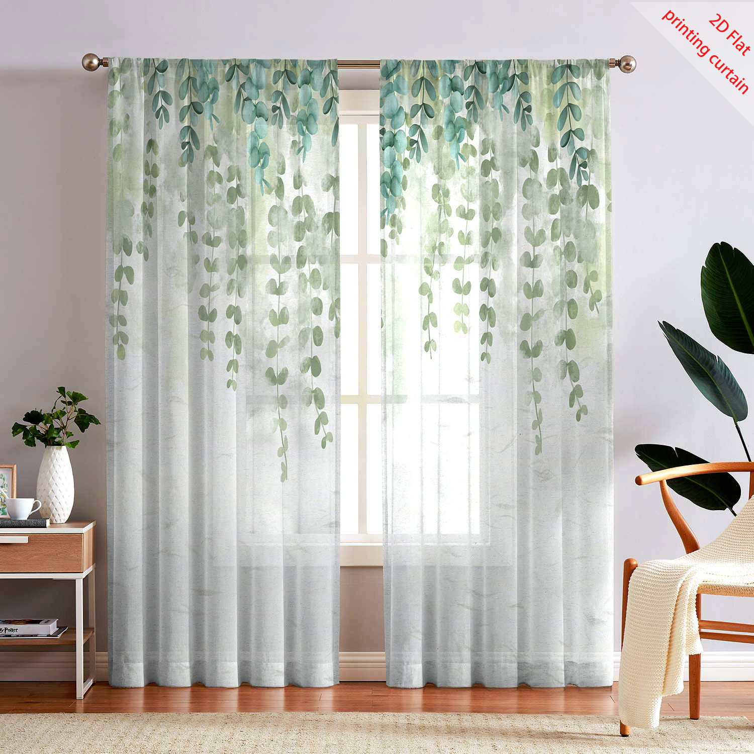Printed transparent gauze curt - Home Decor Youtube recension och pris