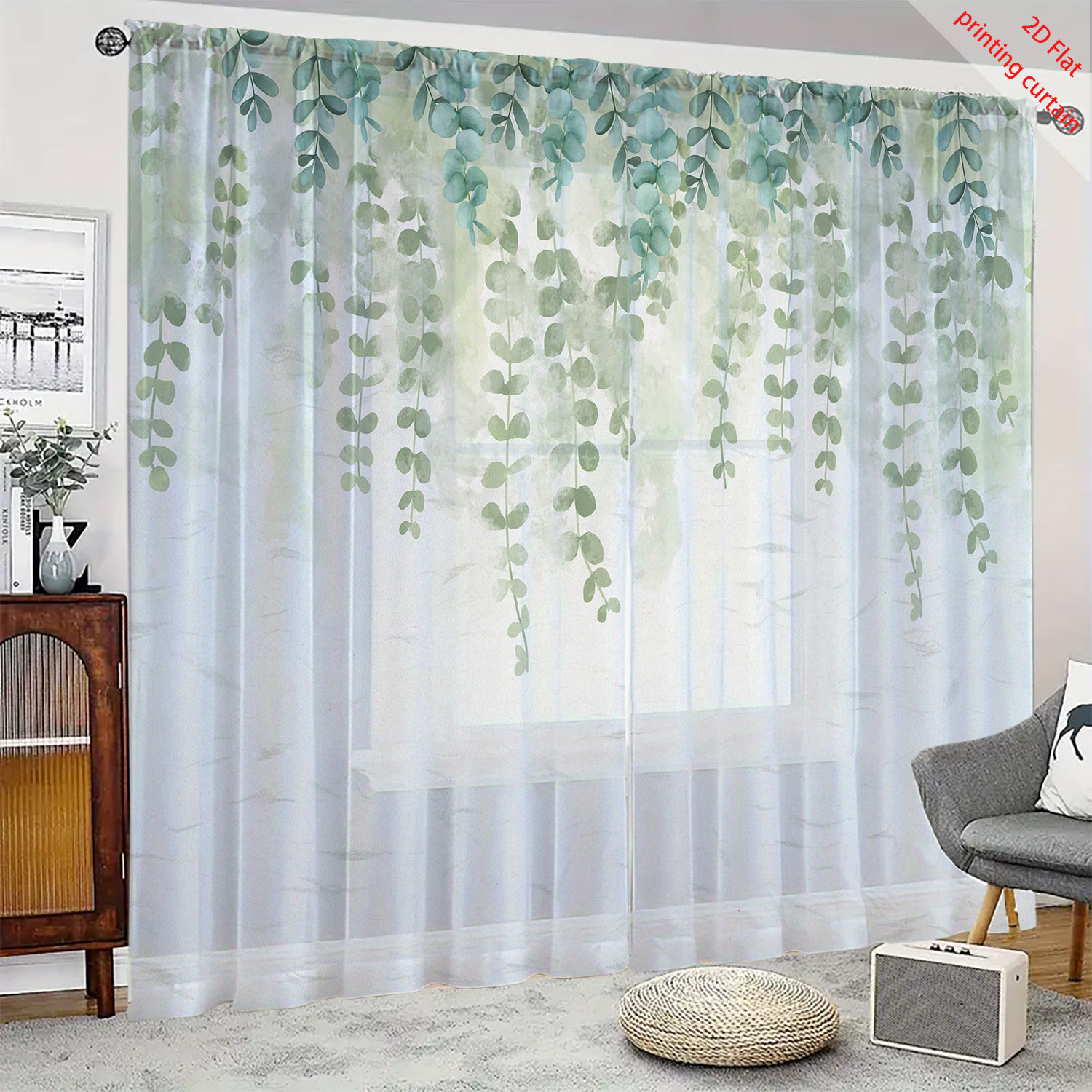 Printed transparent gauze curt - Home Decor Youtube recension och pris