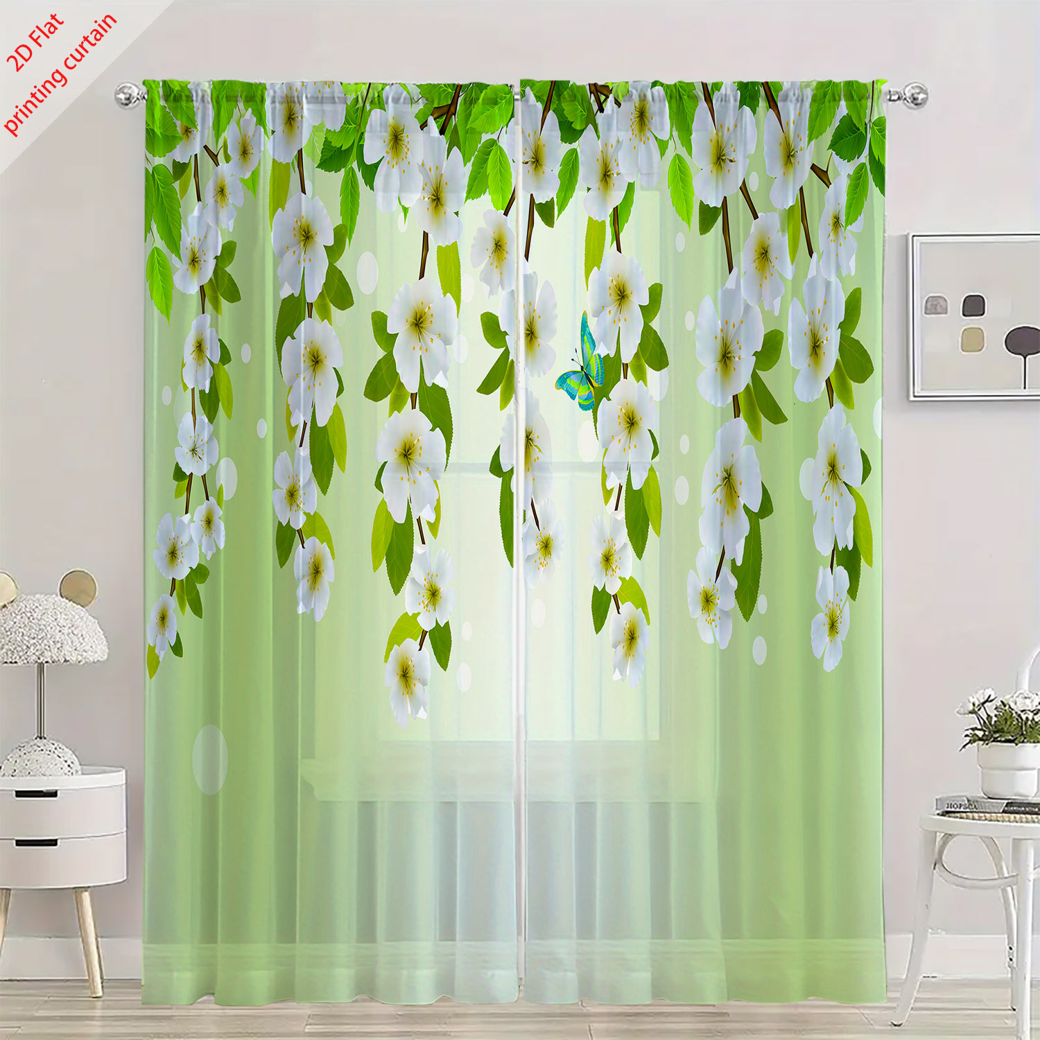 Printed transparent gauze curt - Home Decor Youtube recension och pris