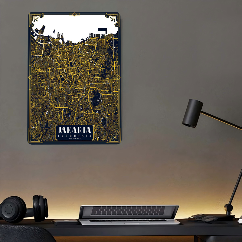 Jakarta City Map Art Deco Post - Home Decor Jakarta recension och pris