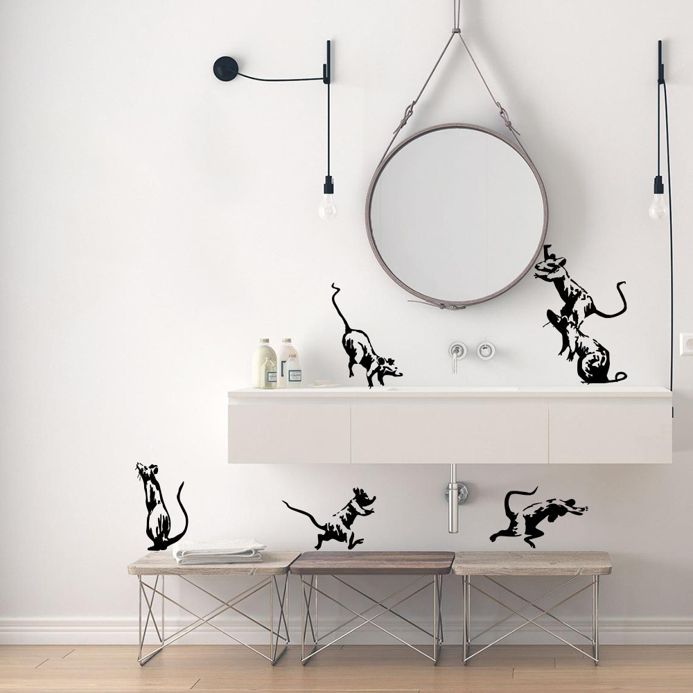 5Pcs Banksy Toilet Rats Wall S - Home Decor Vinyl Flooring recension och pris