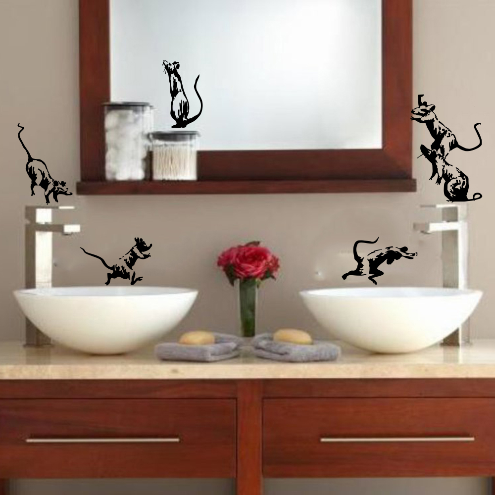 5Pcs Banksy Toilet Rats Wall S - Home Decor Vinyl Flooring recension och pris