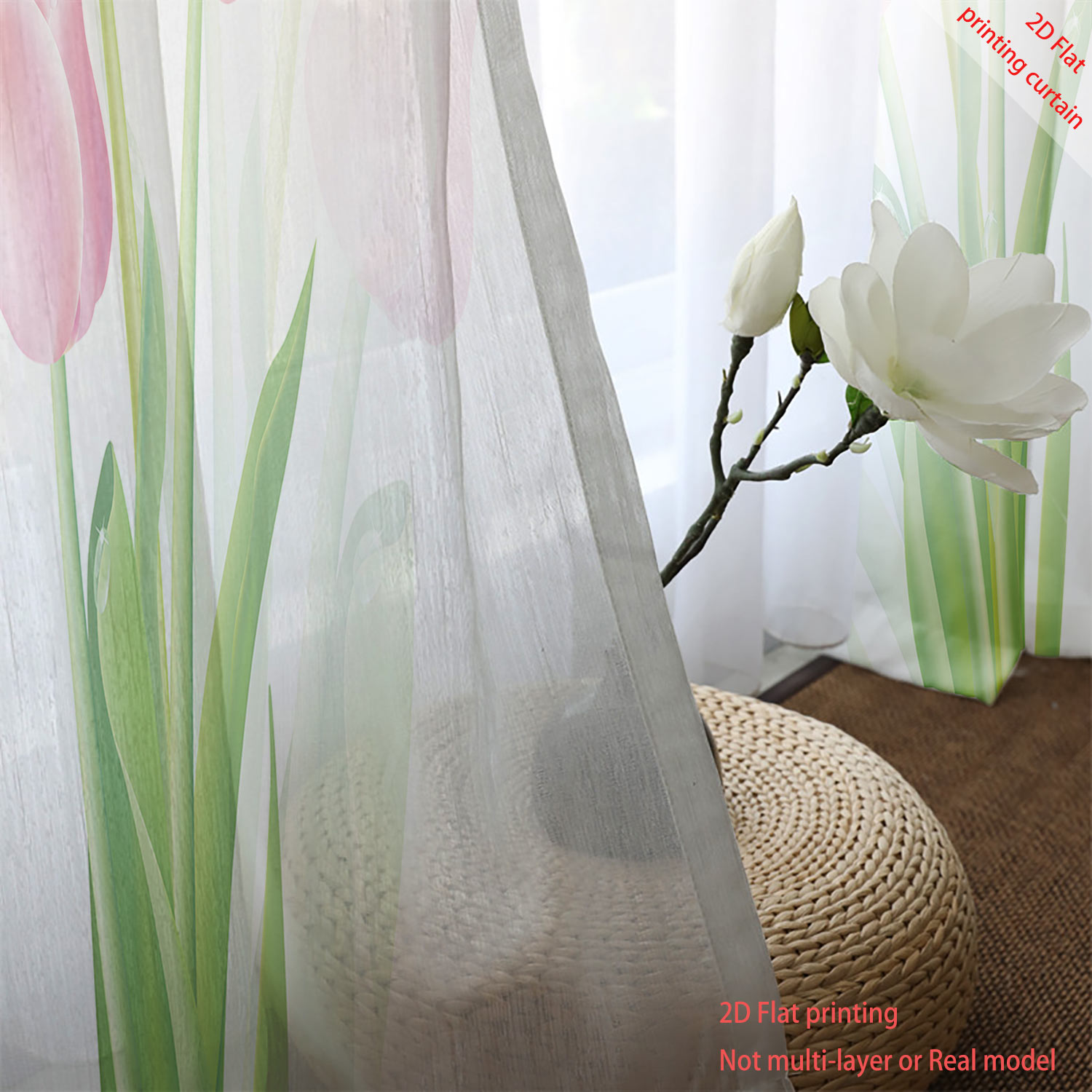 Pink tulip print transparent g - Home Decor Youtube recension och pris