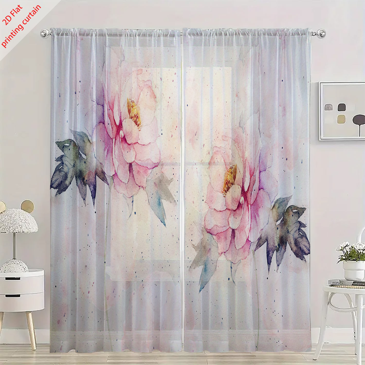 Pink tulip print transparent g - Home Decor Youtube recension och pris