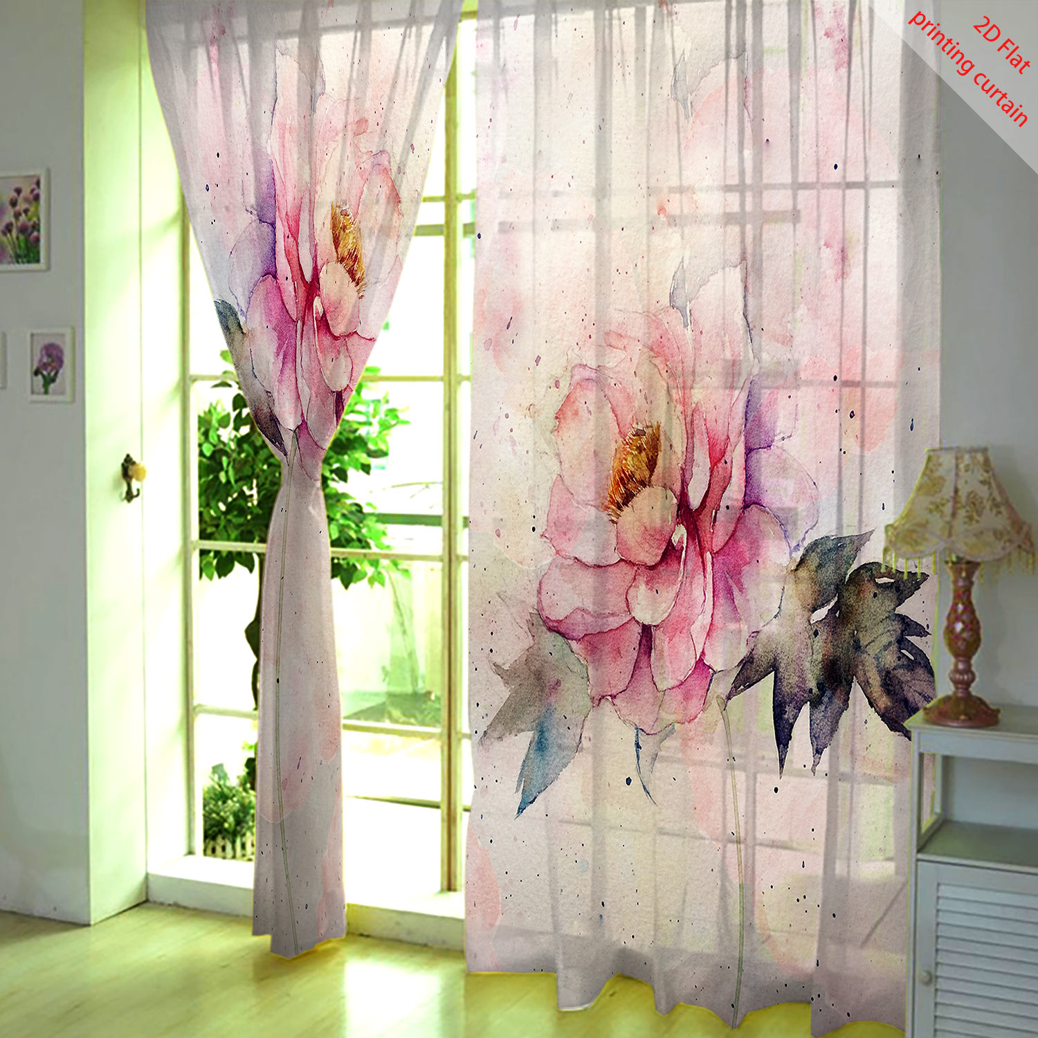 Pink tulip print transparent g - Home Decor Youtube recension och pris