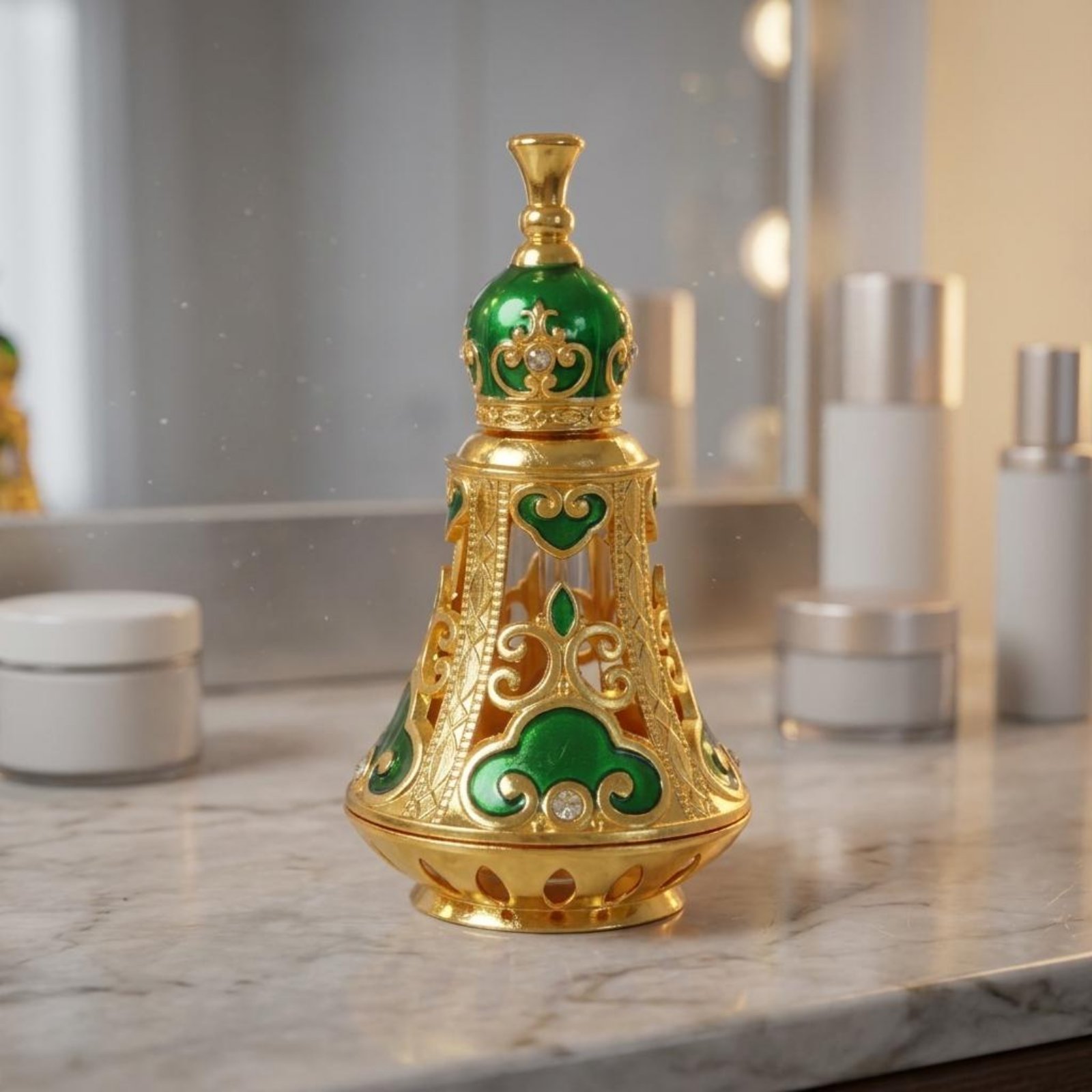 Ornate Perfume Bottle Faceted  - Home Decor Glass recension och pris
