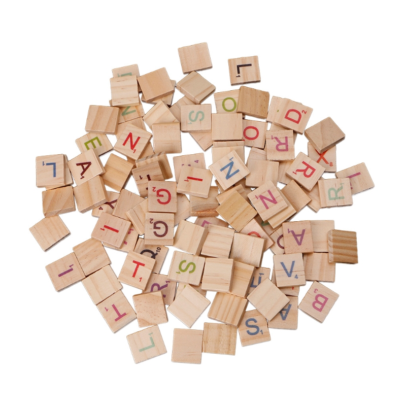 100PCS Wooden Tiles Colorful L - Wooden Letter Sign recension och pris