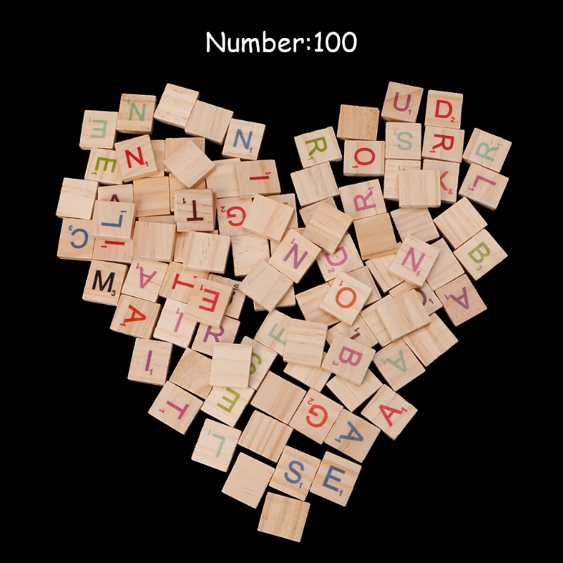 100PCS Wooden Tiles Colorful L - Wooden Letter Sign recension och pris