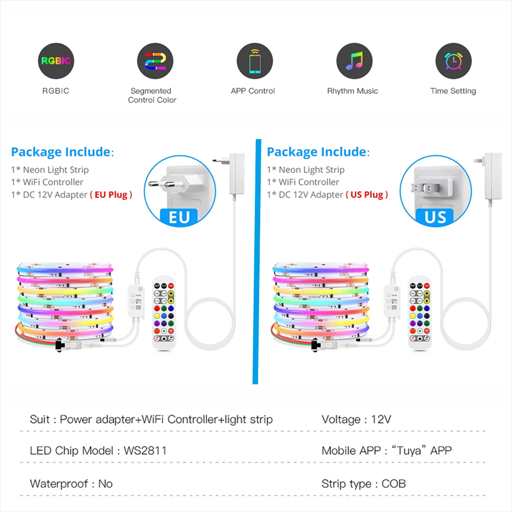 Tuya WiFi WS2811 RGBIC COB LED - Home Decor App Free recension och pris