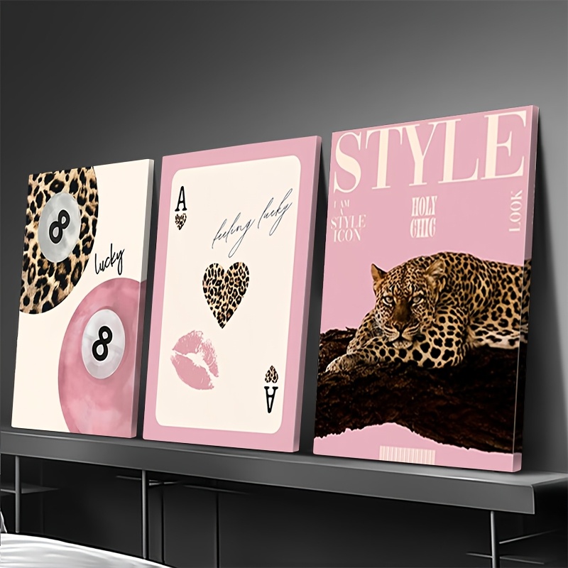 3pcs Leopard Cheetah Canvas Wa - Home Decor Youtube recension och pris