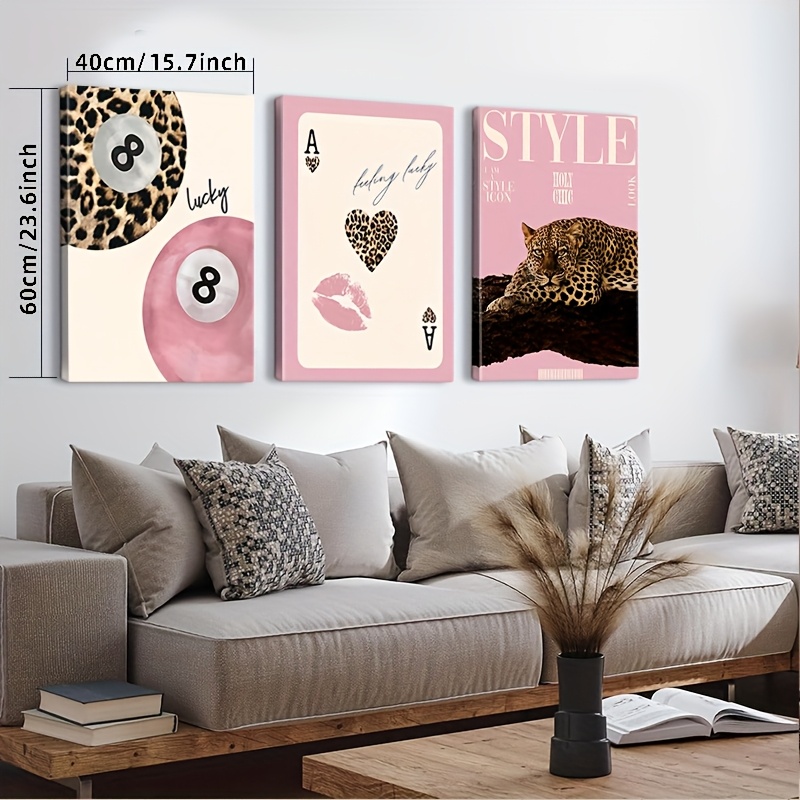 3pcs Leopard Cheetah Canvas Wa - Home Decor Youtube recension och pris
