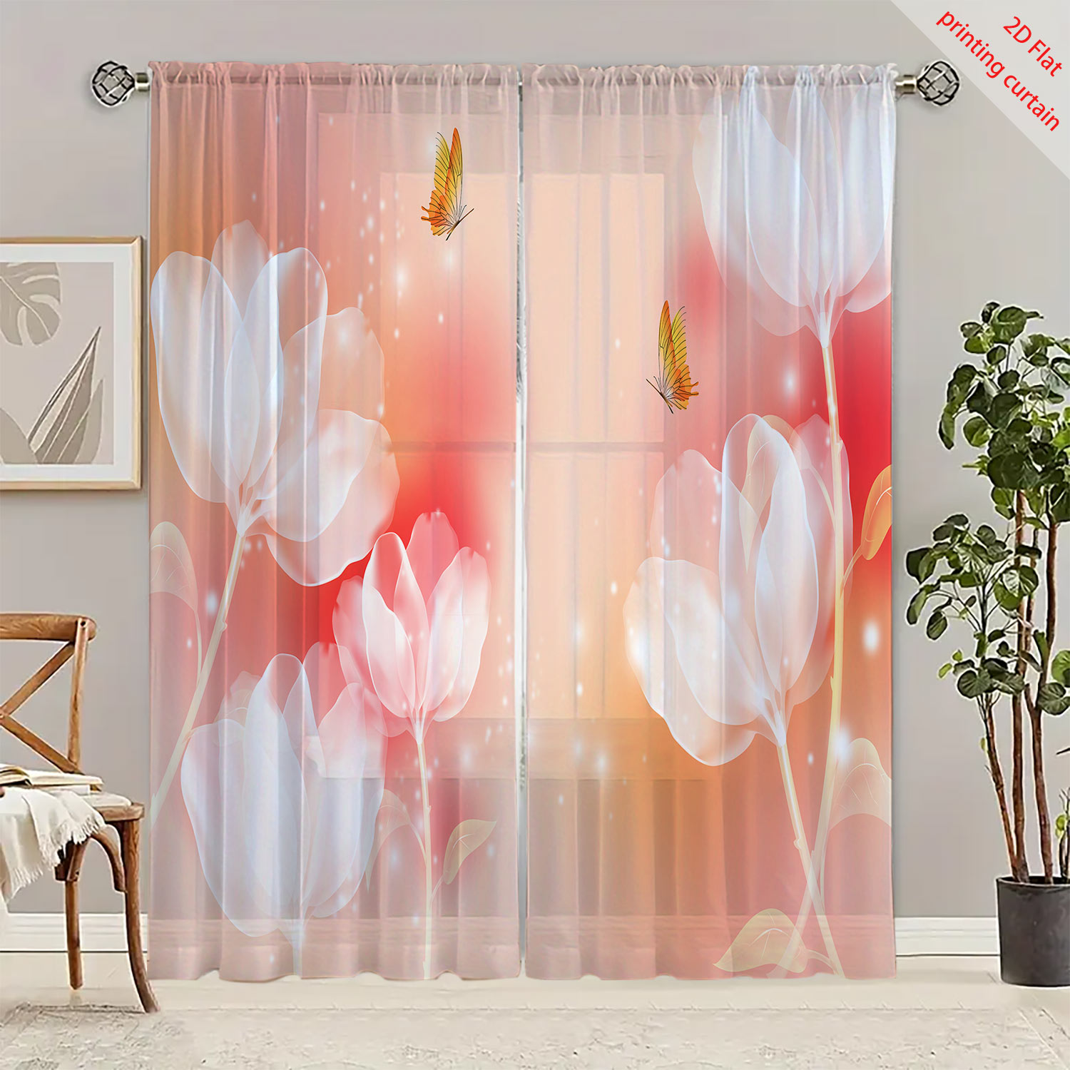 Purple Flower Printed Transpar - Home Decor Youtube recension och pris