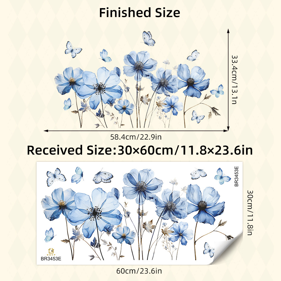 Fresh Blue Butterfly & Flower  - Home Decor Vinyl Flooring recension och pris
