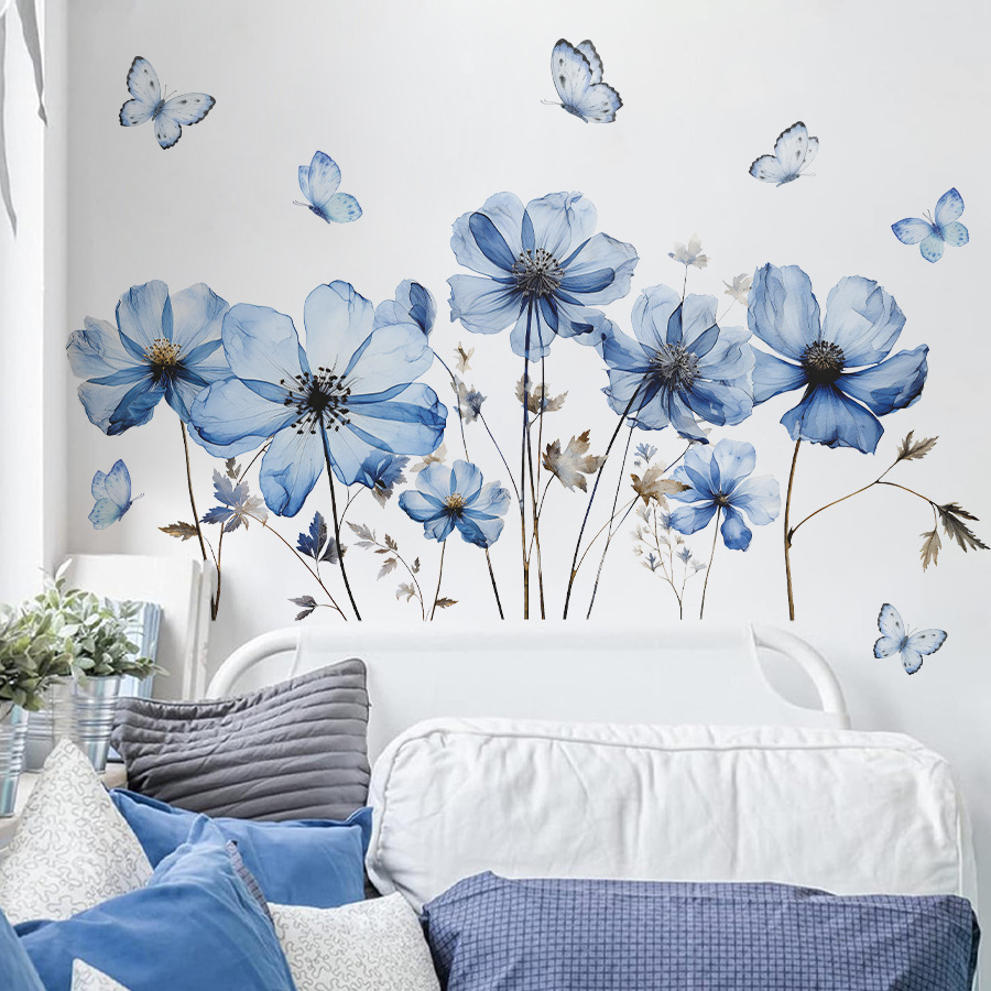 Fresh Blue Butterfly & Flower  - Home Decor Vinyl Flooring recension och pris