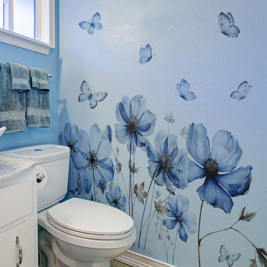 Fresh Blue Butterfly & Flower  - Home Decor Vinyl Flooring recension och pris
