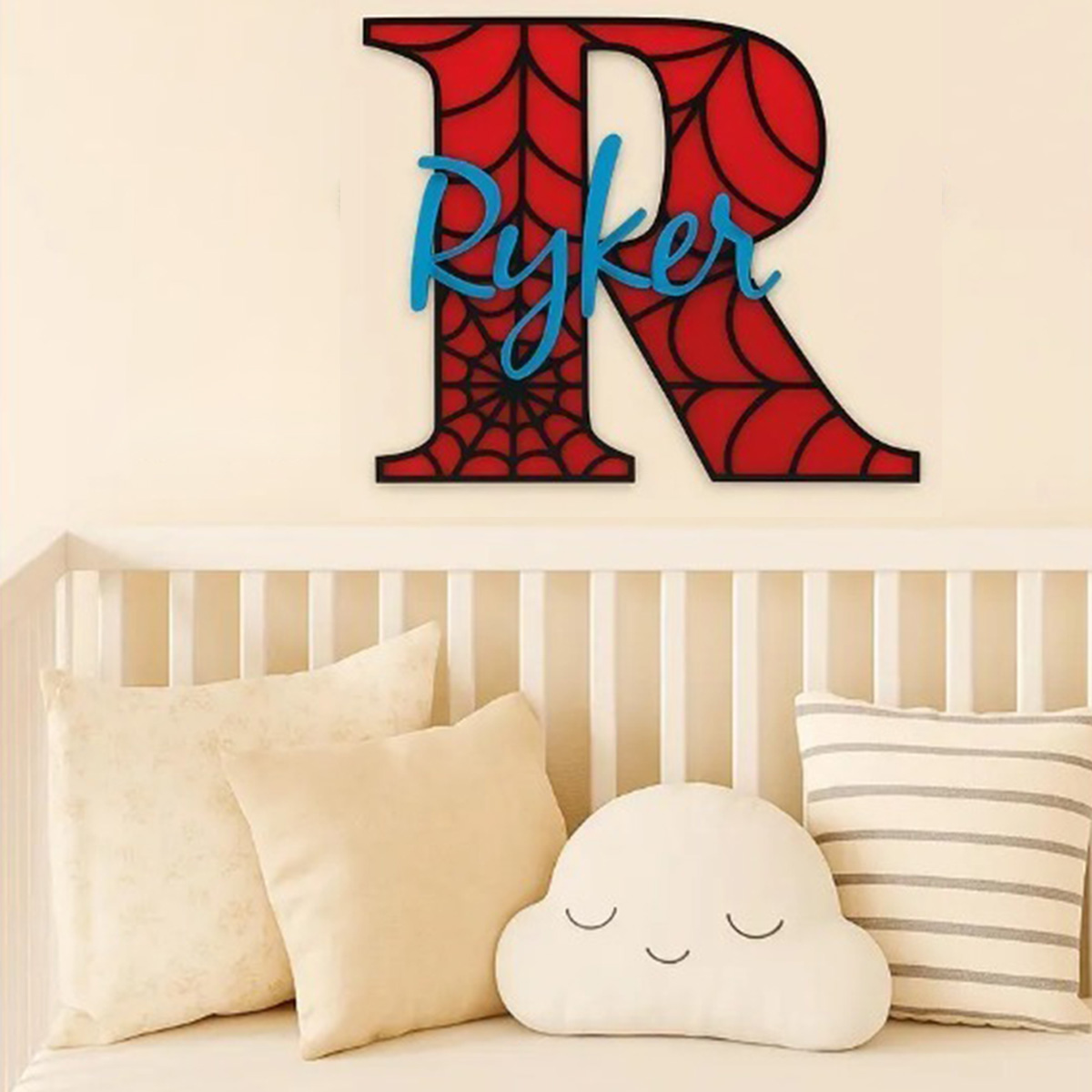 Personalized Spider‑Web Name H - Wooden Letter Sign recension och pris
