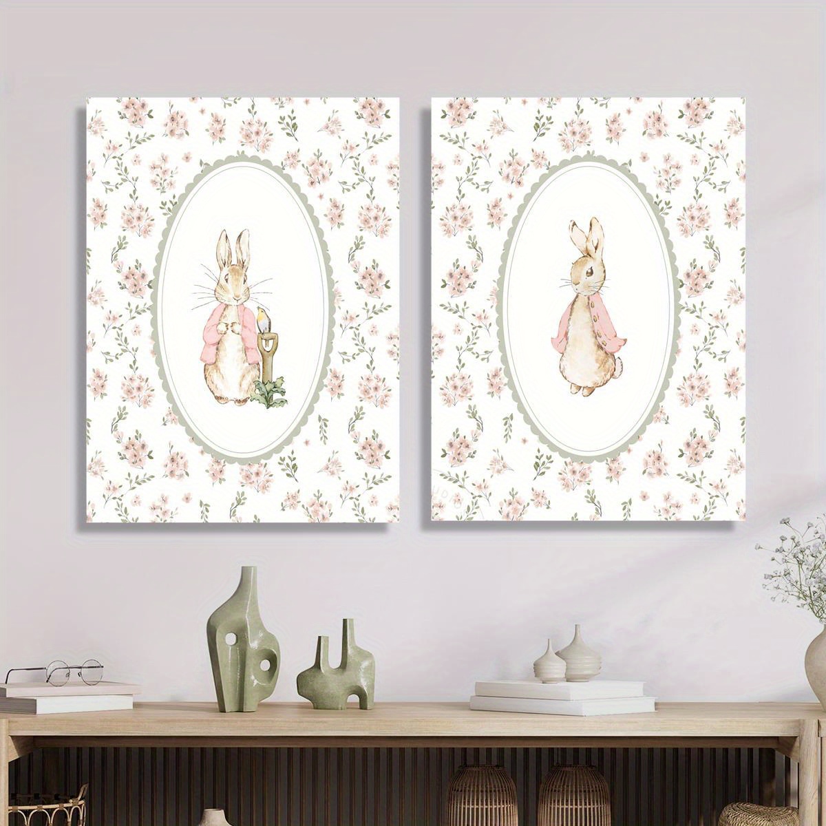 2pcs Retro Easter Rabbit Canva - Home Decor Youtube recension och pris