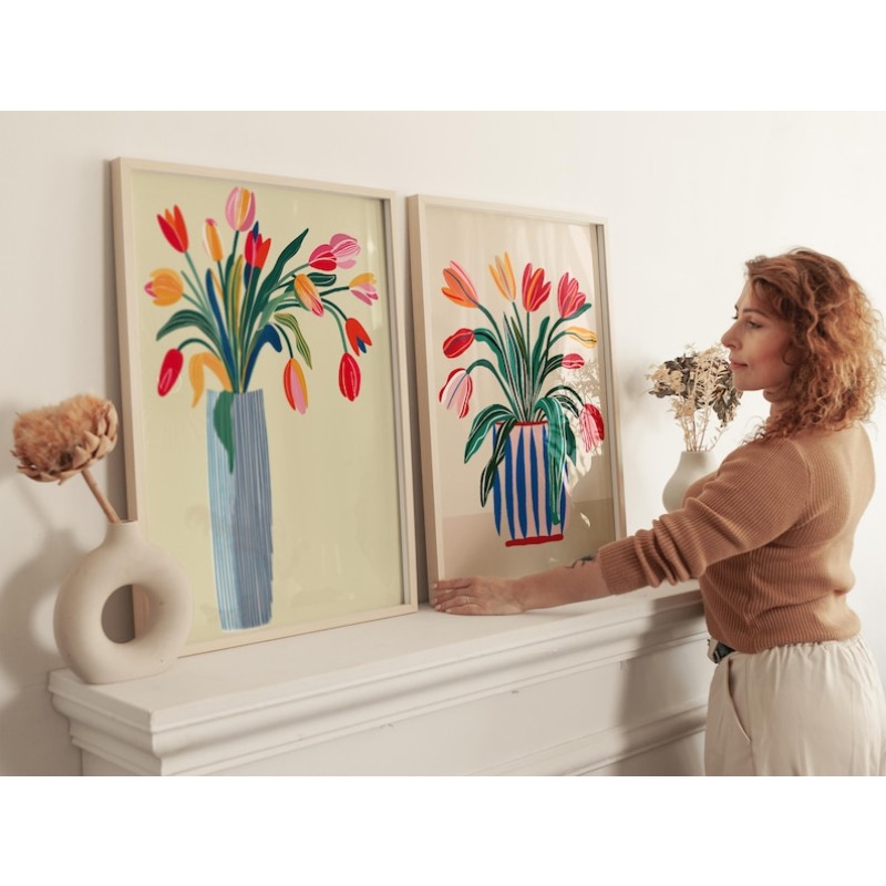 2pcs Tulip Flowers Canvas Wall - Home Decor Youtube recension och pris