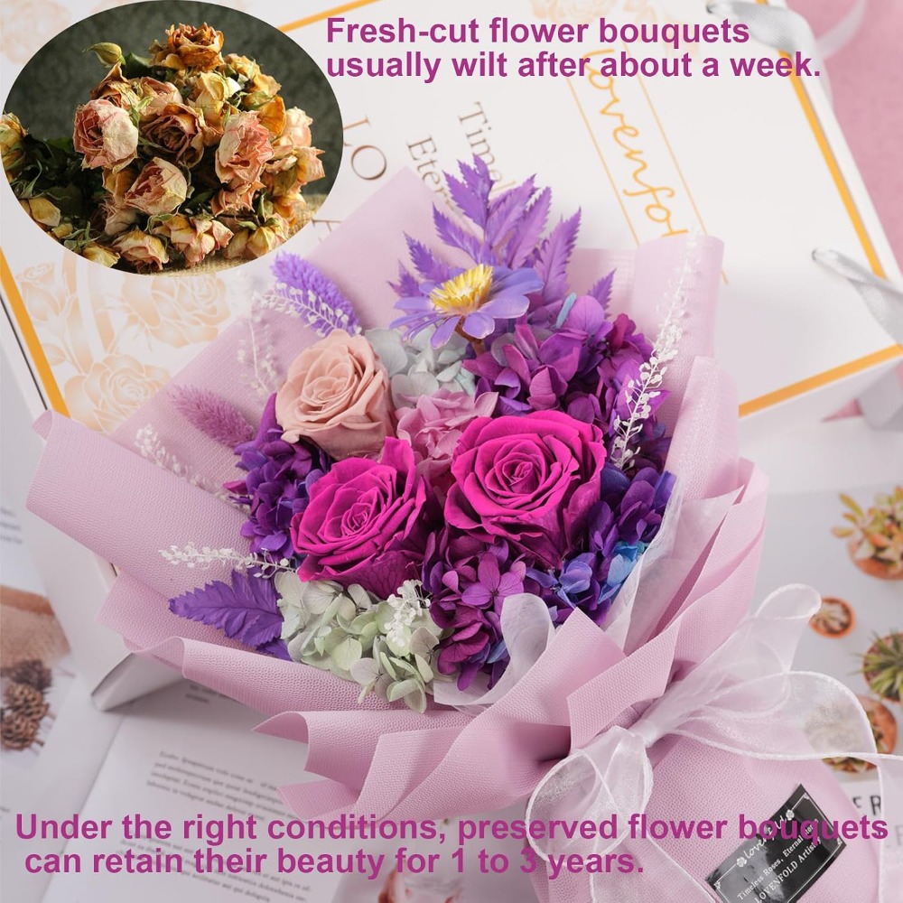 Preserved Purple Rose Bouquets - Home Decor Tulip recension och pris